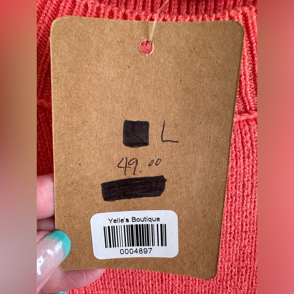 NWT Nash Grey Autumn Breeze Orange Crop Sweater Large Oversized High/Low - Picture 4 of 8